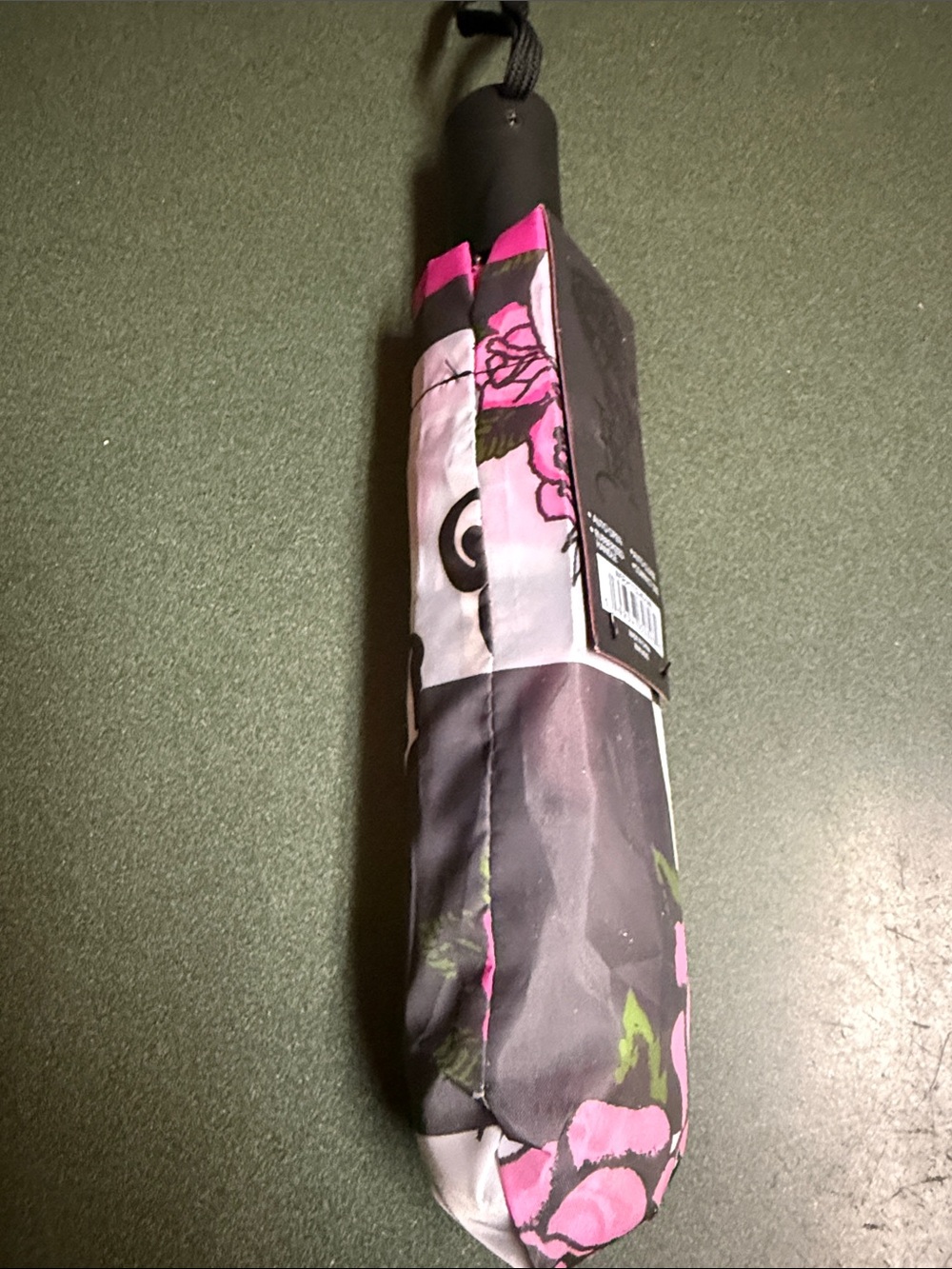 Ed Hardy Black and Pink Floral Compact Umbrella